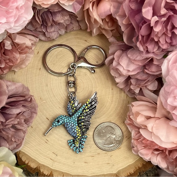 Beautiful Blue Crystal Hummingbird Keychain Charm - Picture 13 of 15